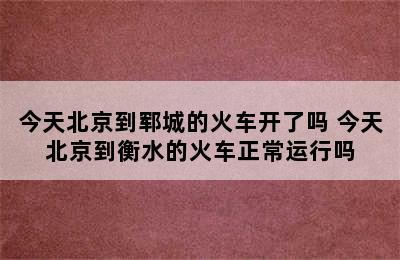 今天北京到郓城的火车开了吗 今天北京到衡水的火车正常运行吗